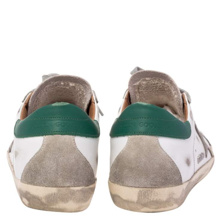 مملوكة مسبقًا Golden Goose White/Green Leather Superstar Sneakers Size 37