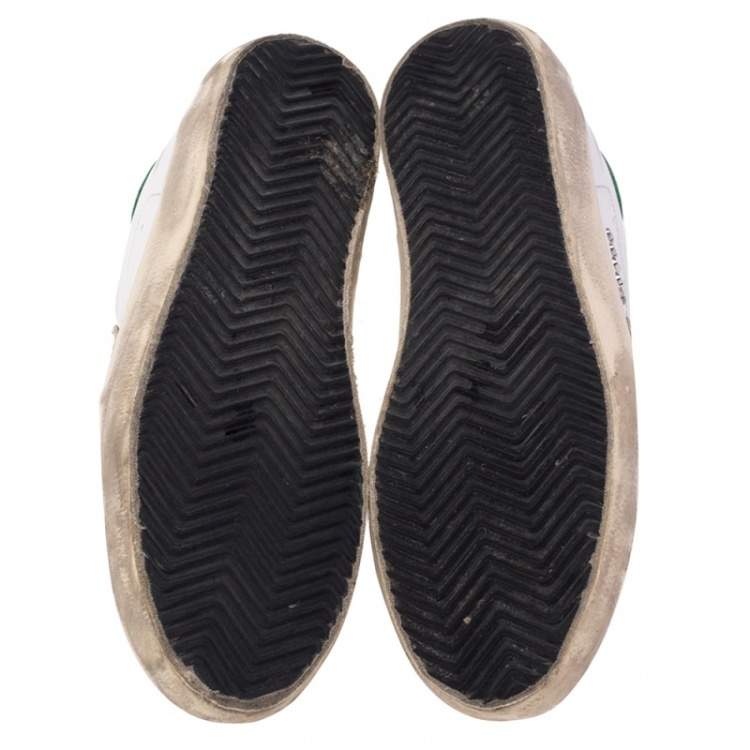 مملوكة مسبقًا Golden Goose White/Green Leather Superstar Sneakers Size 37