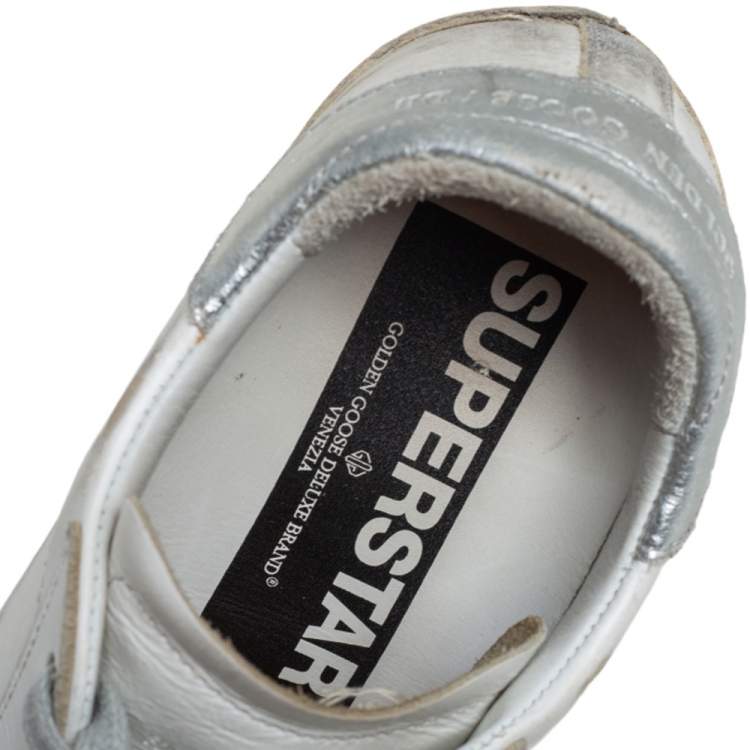 Pre Owned Golden Goose White Leather Superstar  Lace Up Sneakers Size 36 