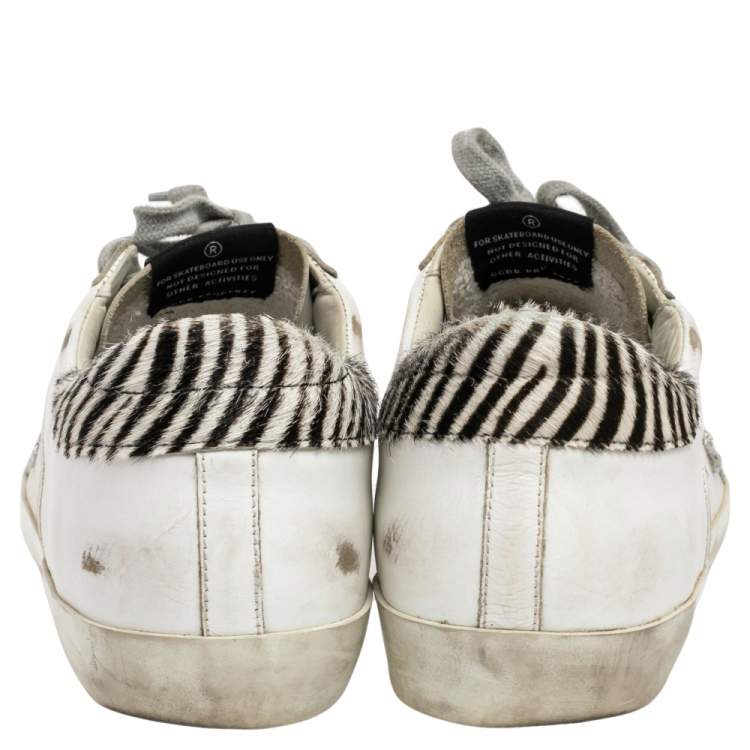 Pre Owned Golden Goose White Leather And Canvas Superstar Sneakers Size 40