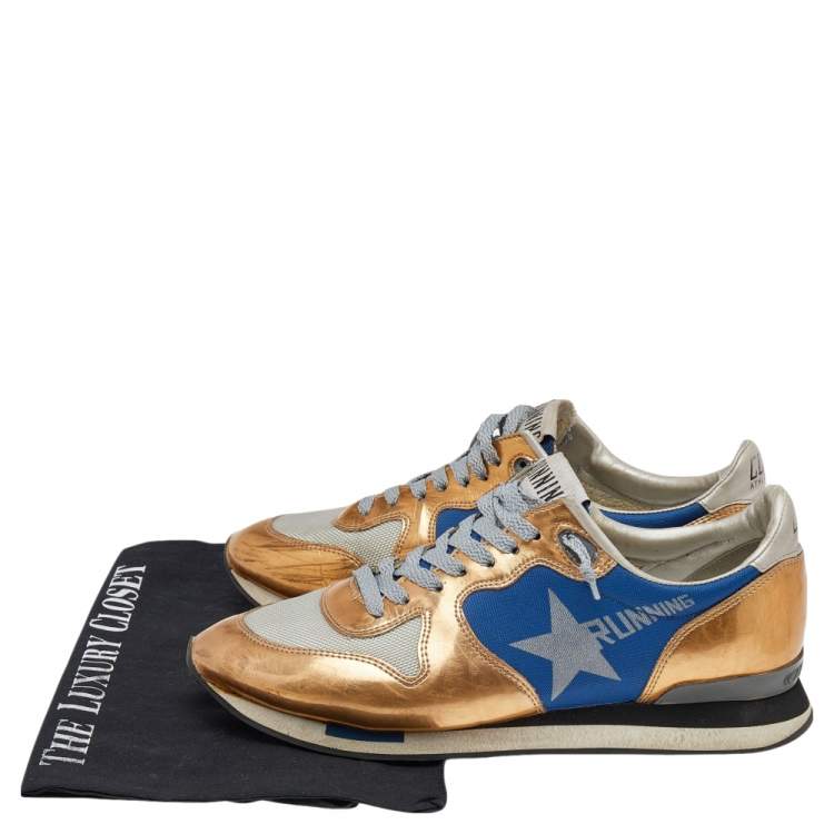 Pre Owned Golden Goose Multicolor Foil Leather And Canvas Running Low Top Sneakers Size 38