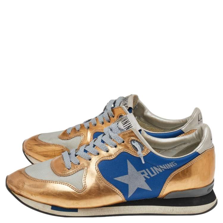 Pre Owned Golden Goose Multicolor Foil Leather And Canvas Running Low Top Sneakers Size 38