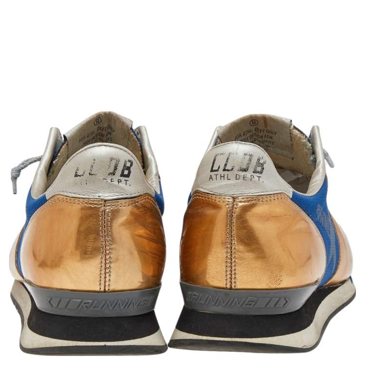 Pre Owned Golden Goose Multicolor Foil Leather And Canvas Running Low Top Sneakers Size 38