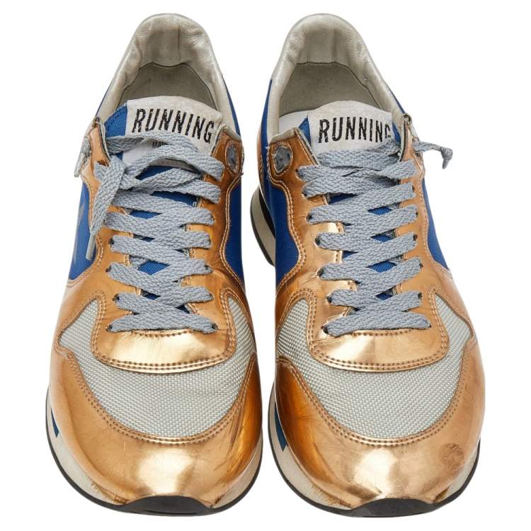 Pre Owned Golden Goose Multicolor Foil Leather And Canvas Running Low Top Sneakers Size 38