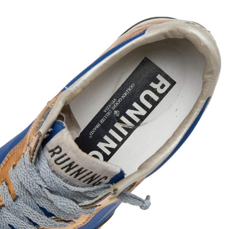Pre Owned Golden Goose Multicolor Foil Leather And Canvas Running Low Top Sneakers Size 38