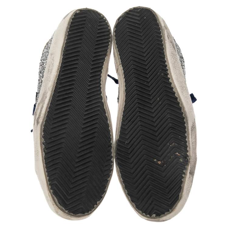 مملوكة مسبقًا Golden Goose Silver/Beige Pony Hair And Glitter Superstar  Sneakers Size 39