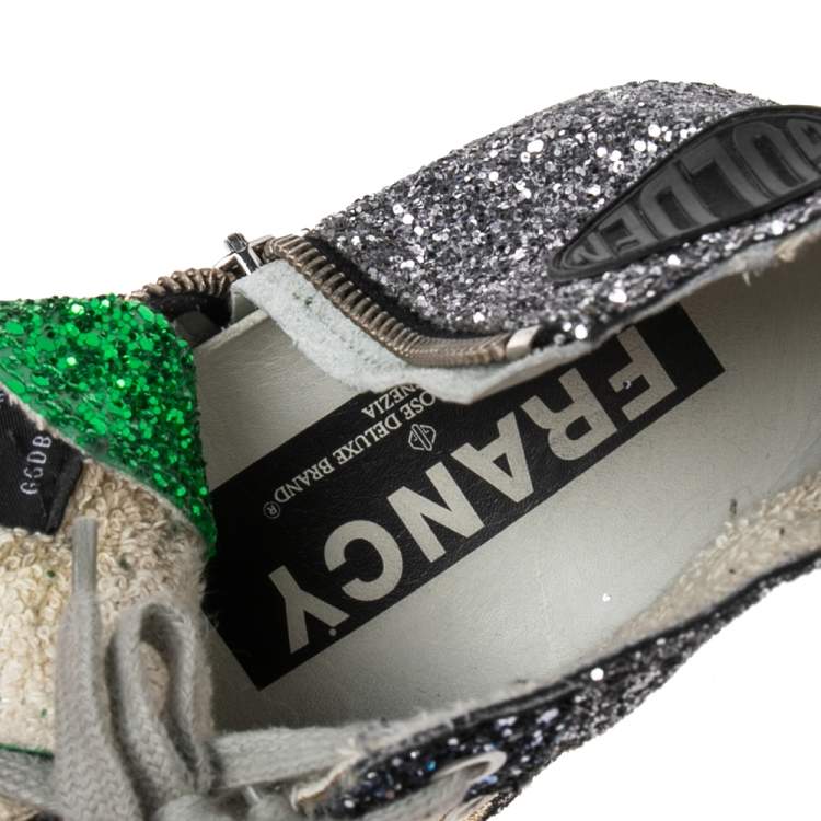 مملوكة مسبقًا Golden Goose Multicolor Coarse Glitter And Suede High Top Sneakers Size 39