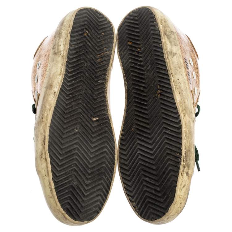 Pre Owned Golden Goose Gold Glitter And PVC Superstar Sneakers Size 38