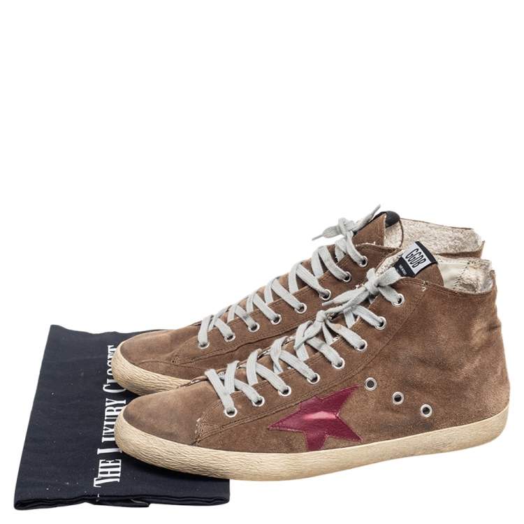 Pre Owned Golden Goose Dark Beige Suede Mid Star Sneakers Size 43