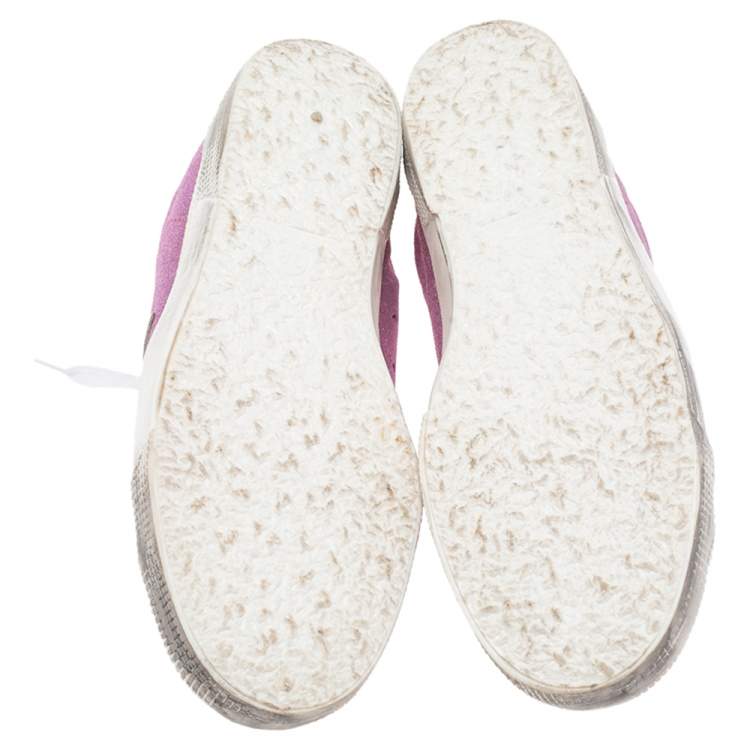 مملوكة مسبقًا Golden Goose Pink/Red Leather And Suede Super Star Low Top Sneakers Size 38