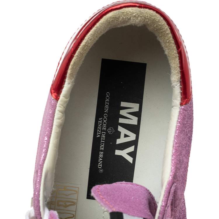 مملوكة مسبقًا Golden Goose Pink/Red Leather And Suede Super Star Low Top Sneakers Size 38