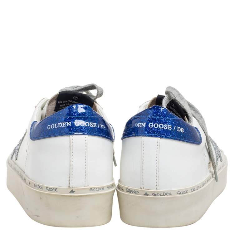 Pre Owned Golden Superstar White/Blue  Leather Low -Top Sneaker Size 37