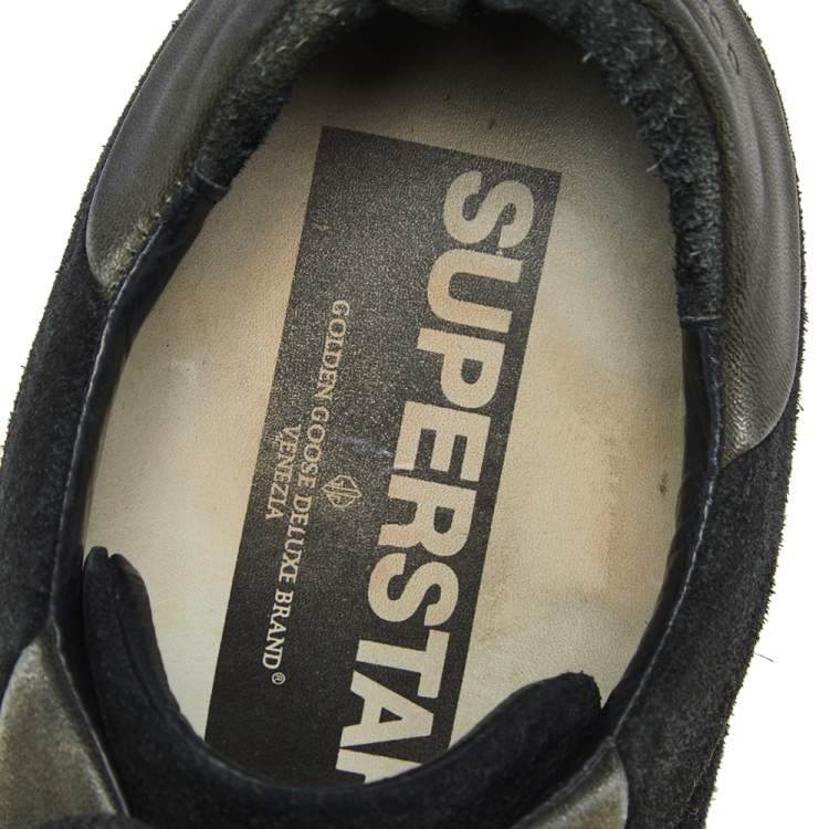 مملوكة مسبقًا Golden Goose Black/Grey Suede And Leather Super Star Low Top Sneakers Size 37