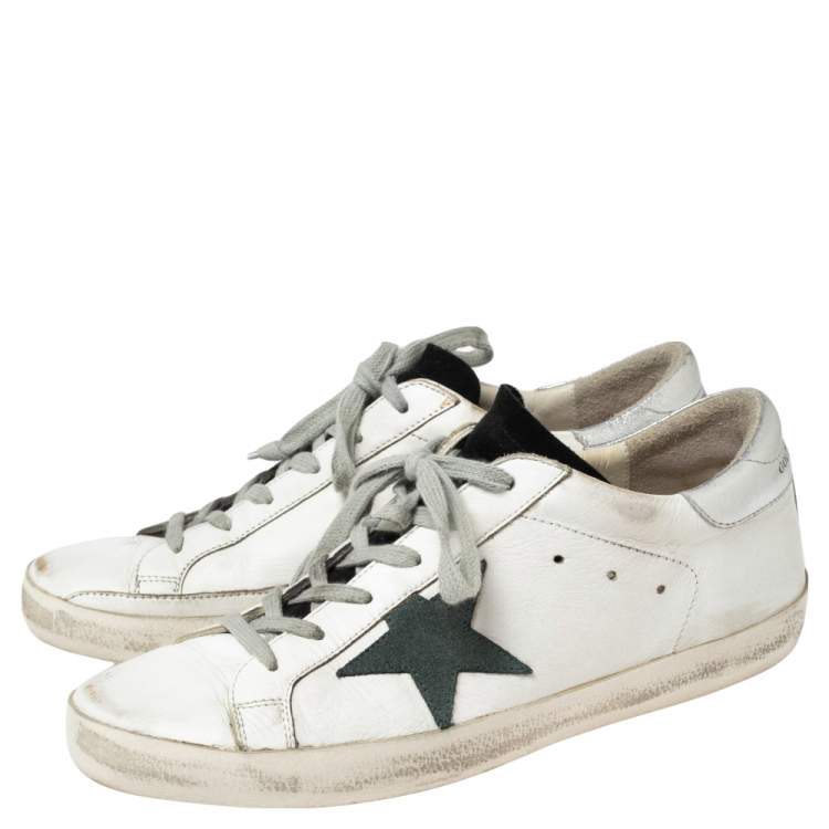 Pre Owned Golden Goose White Leather Superstar Low-Top Sneakers Size 40