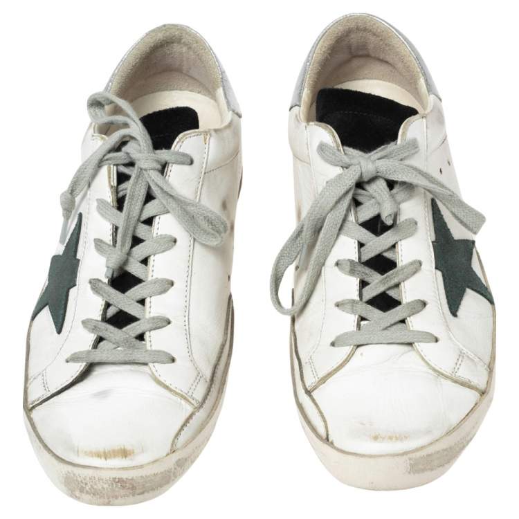 Pre Owned Golden Goose White Leather Superstar Low-Top Sneakers Size 40