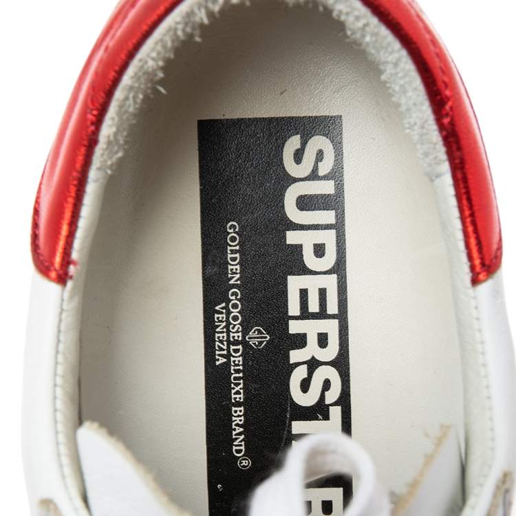 Pre Owned Golden Goose White Leather Embellished  Star Low Top Sneakers Size 39