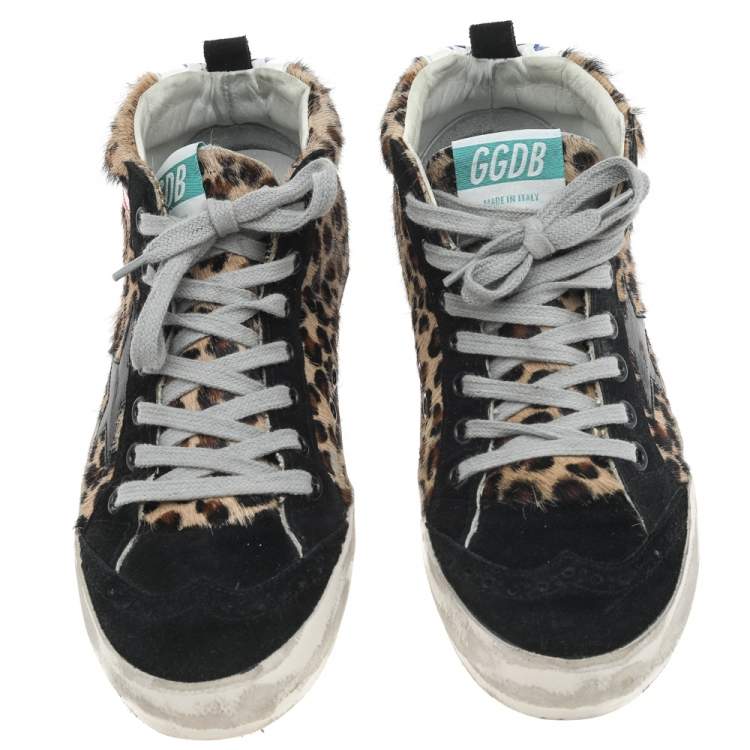 مملوكة مسبقًا Golden Goose Black/Beige Calf Hair And Suede Mid Star Sneakers Size 36