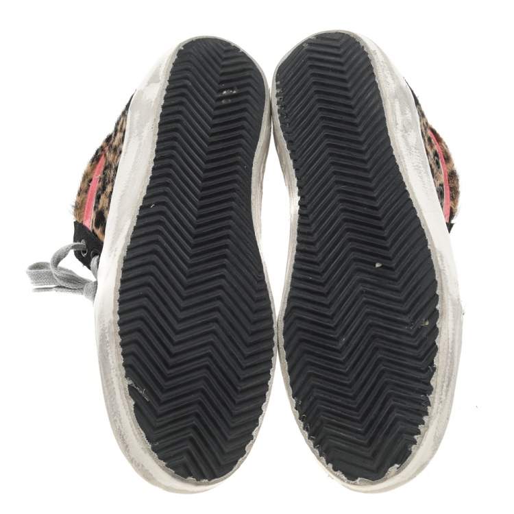 مملوكة مسبقًا Golden Goose Black/Beige Calf Hair And Suede Mid Star Sneakers Size 36
