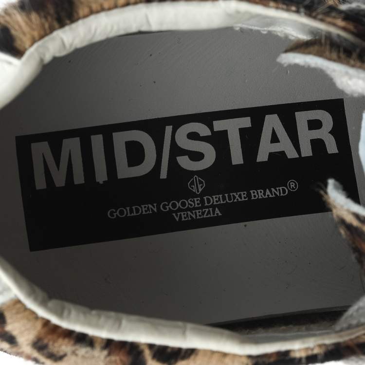 مملوكة مسبقًا Golden Goose Black/Beige Calf Hair And Suede Mid Star Sneakers Size 36