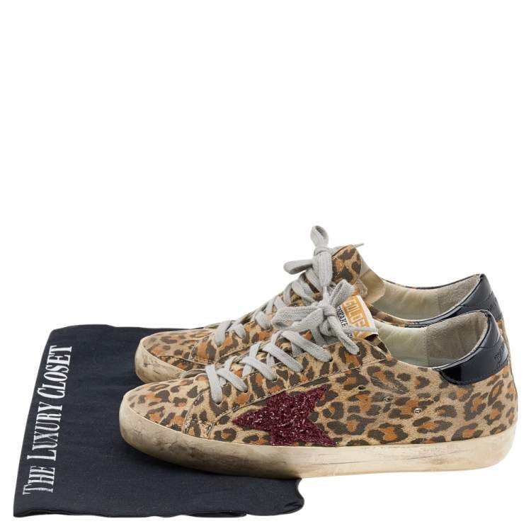 Pre Owned Golden Goose Beige Patent Leather And Suede Superstar Sneakers Size 36