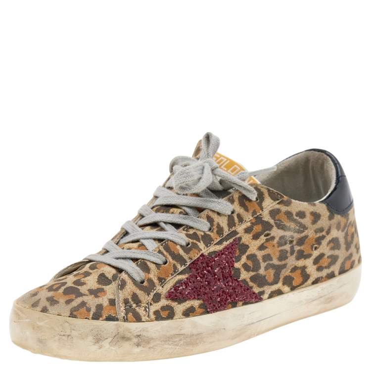 Pre Owned Golden Goose Beige Patent Leather And Suede Superstar Sneakers Size 36