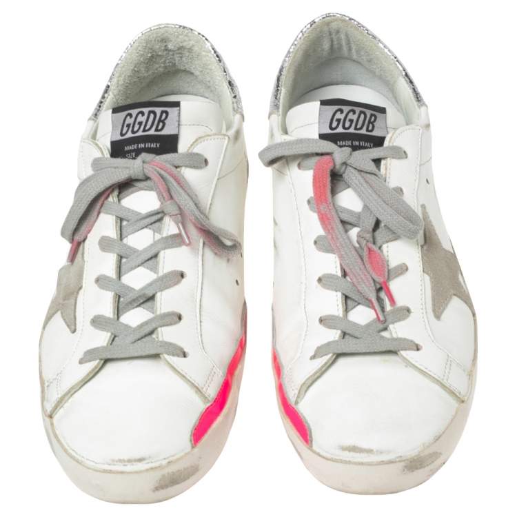 Pre Owned Golden Goose Multicolor Leather Superstar  Low Top Sneakers  Size 41