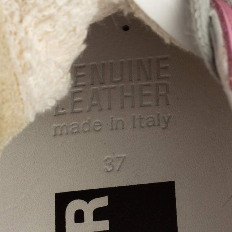 Pre Owned Golden Goose White And Pink Leather Star Applique Low Top Sneakers Size 37