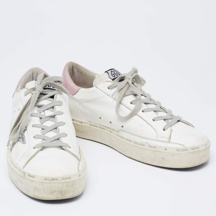 Pre Owned Golden Goose White Leather Hi Star Low-Top Sneakers Size 38