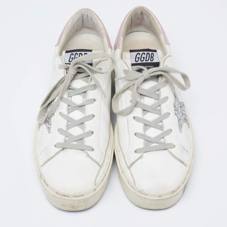 Pre Owned Golden Goose White Leather Hi Star Low-Top Sneakers Size 38