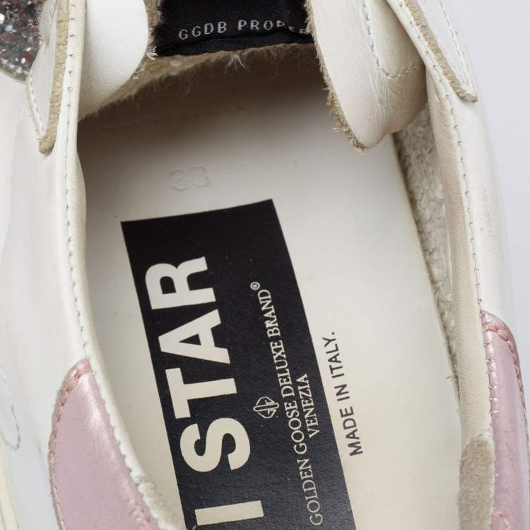 Pre Owned Golden Goose White Leather Hi Star Low-Top Sneakers Size 38