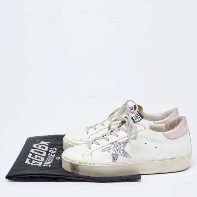 Pre Owned Golden Goose White Leather Hi Star Low-Top Sneakers Size 38