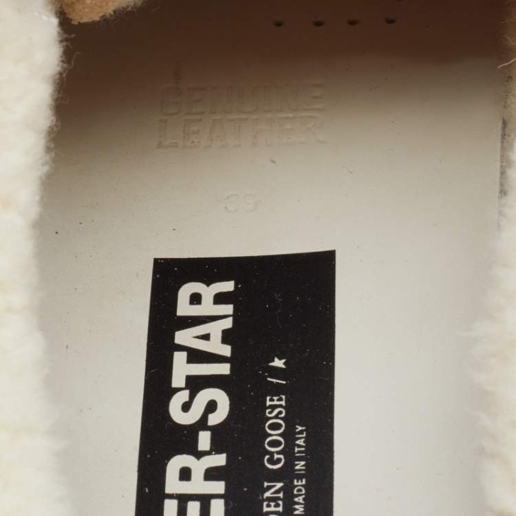 مملوكة مسبقًا Golden Goose White/Beige Leather And Suede Superstar Sabot Shearling Sneakers Size 39
