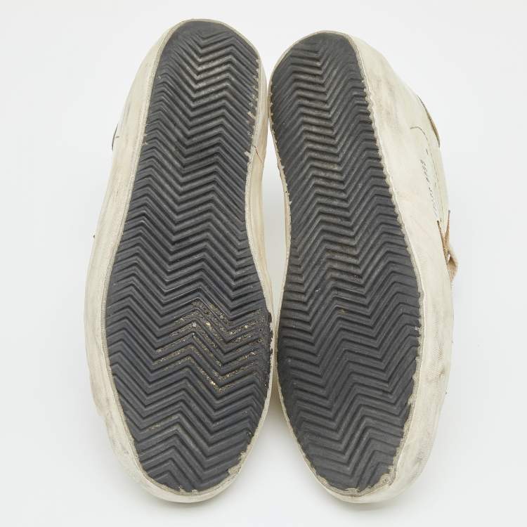 Pre Owned Golden Goose Metallic Gold Leather And Suede Superstar Low Top Sneakers Size 39