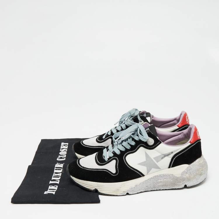 Pre Owned Golden Goose Multicolor Leather Glitter Running Sole Low Top Sneakers Size 37