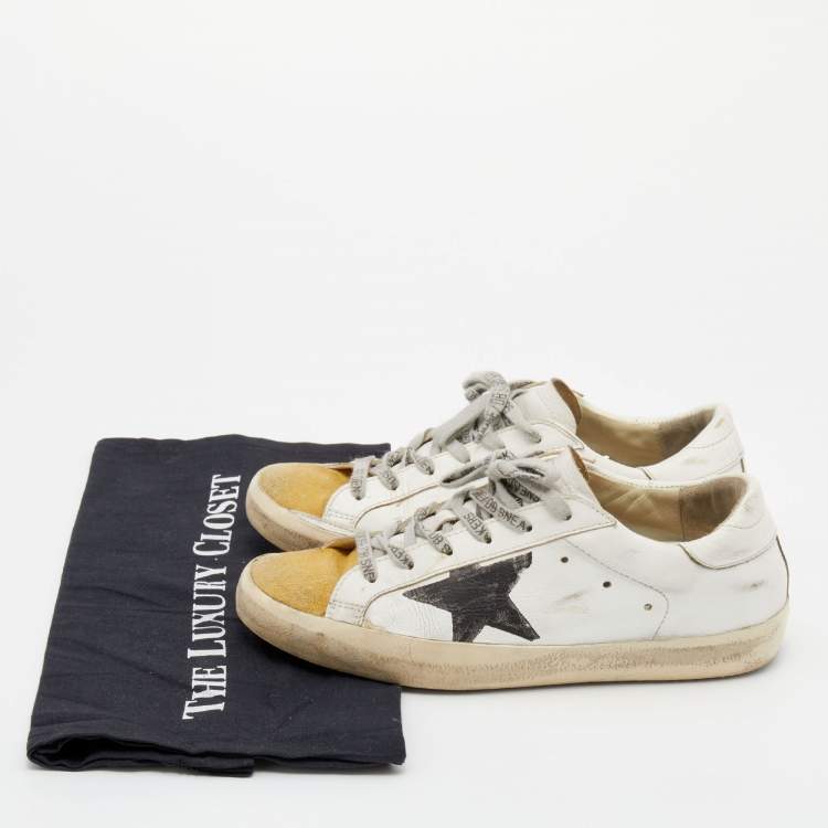 Pre Owned Golden Goose Tricolor Leather And Suede Superstar Low Top Sneakers Size 38