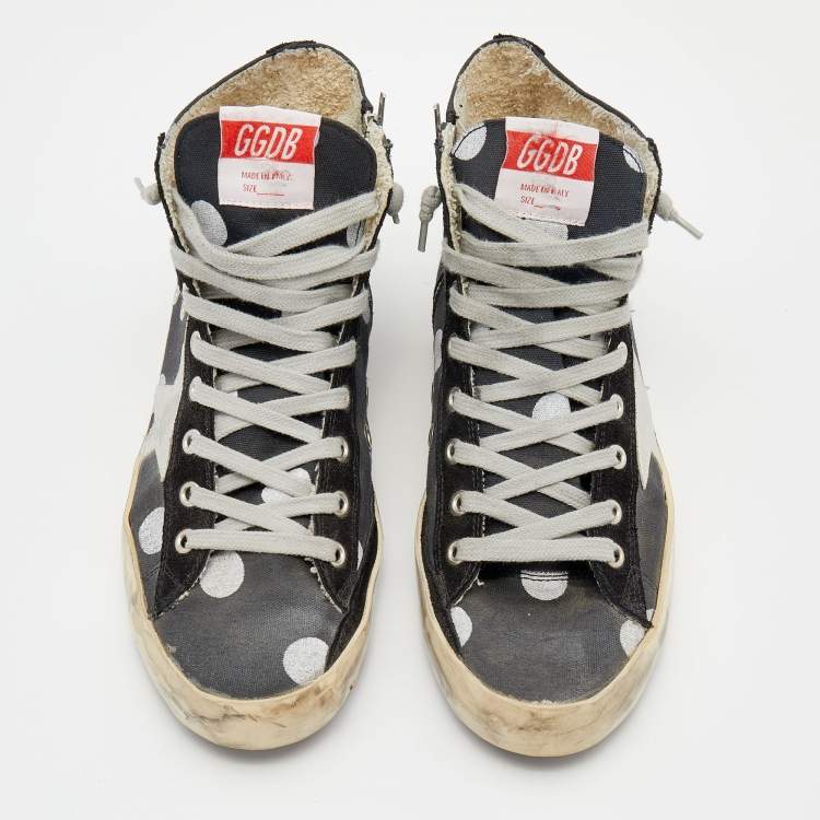 Pre Owned Golden Goose Black Canvas And Suede Francy High Top Sneakers Size 38