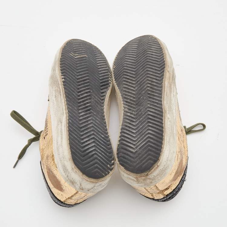 مملوكة مسبقًا Golden Goose Gold Laminated Leather And Suede Superstar Sneakers Size 37