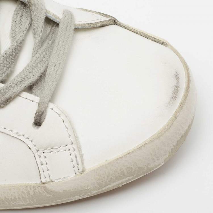 Pre Owned Golden Goose White Leather Star Cutout  Sneakers Size 39