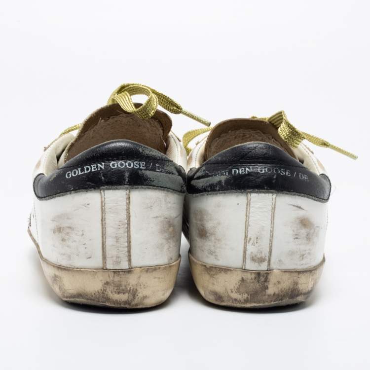 Pre Owned Golden Goose White Leather Superstar Low-Top Sneakers Size 39