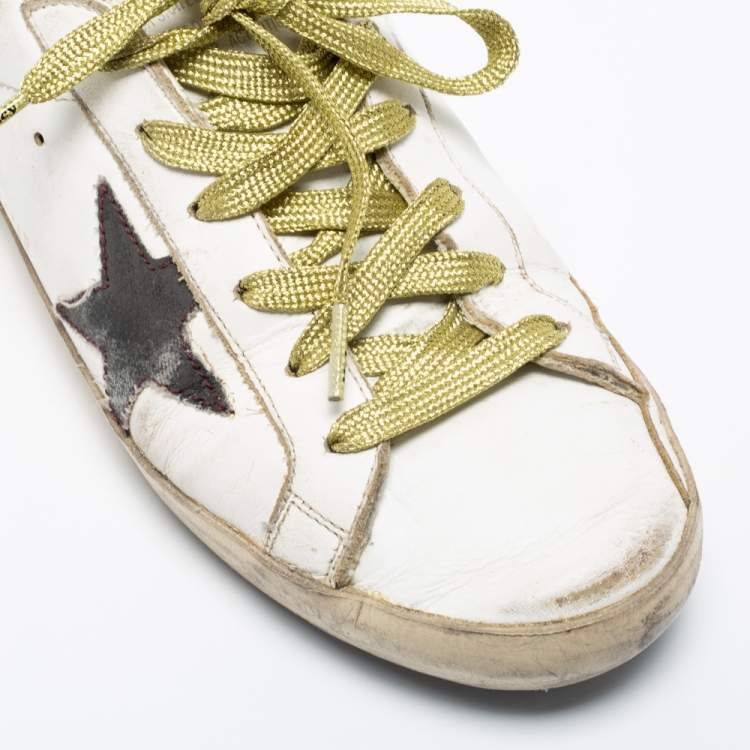 Pre Owned Golden Goose White Leather Superstar Low-Top Sneakers Size 39