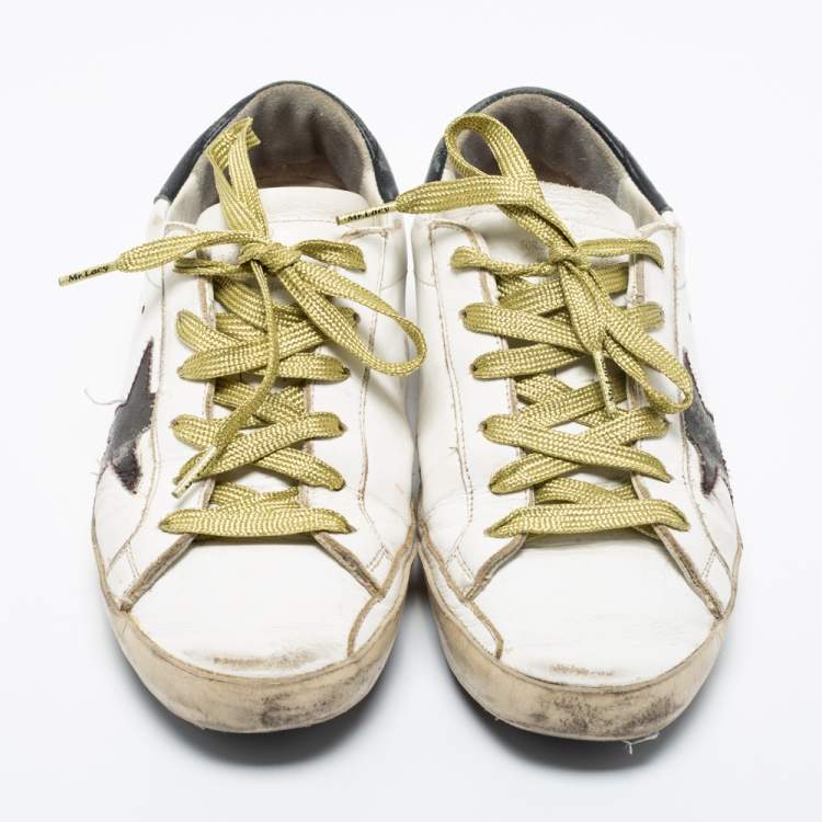 Pre Owned Golden Goose White Leather Superstar Low-Top Sneakers Size 39