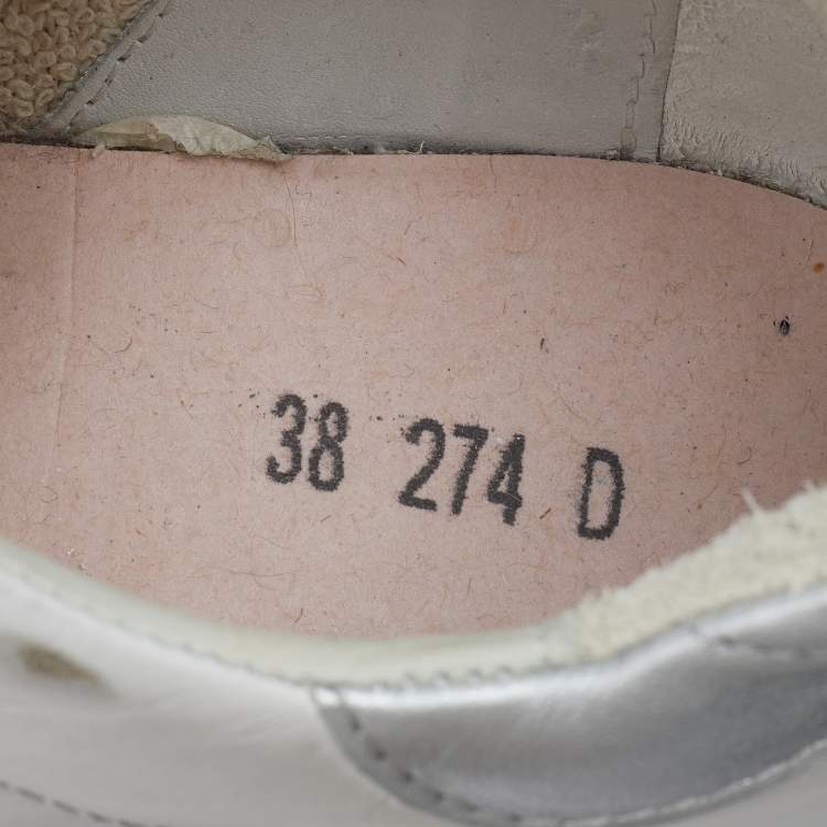 مملوكة مسبقًا Golden Goose White/Grey Leather and Suede Superstar Sneakers Size 38