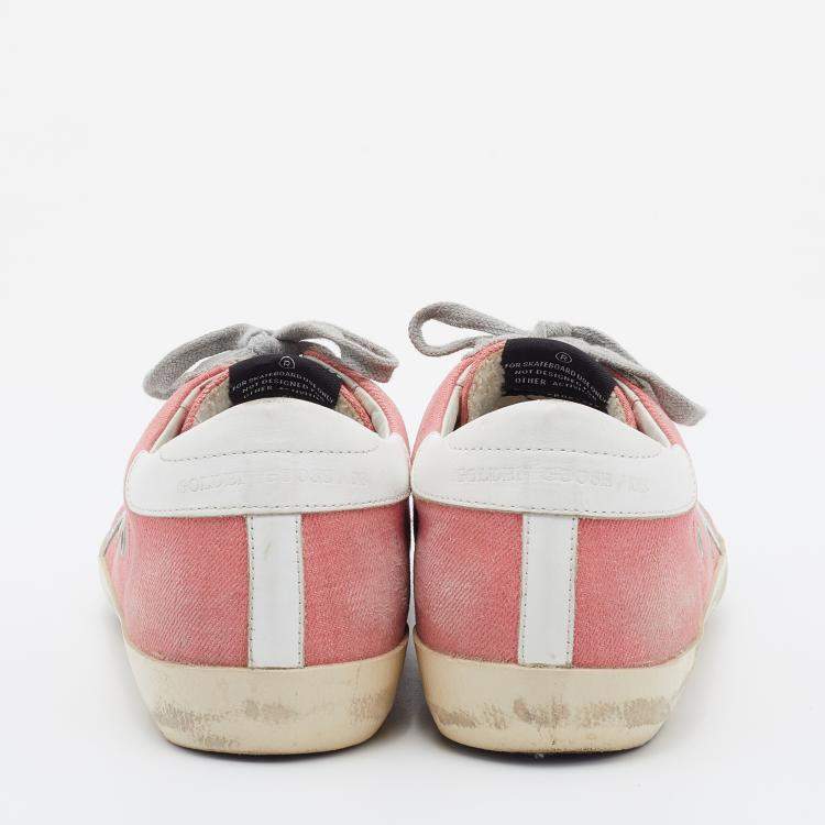 Pre Owned Golden Goose Multicolor Denim and Suede Superstar Sneakers Size 38