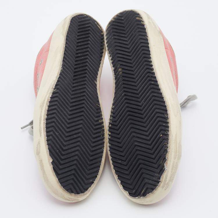 Pre Owned Golden Goose Multicolor Denim and Suede Superstar Sneakers Size 38
