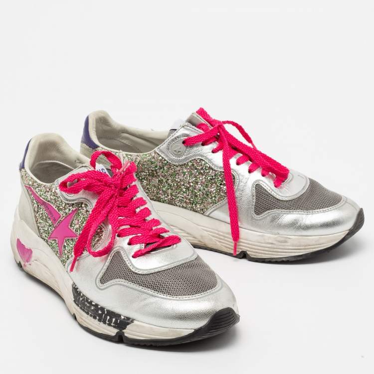 Pre Owned Golden Goose  Multicolor Suede and Leather Superstar Low Top Sneakers Size 40