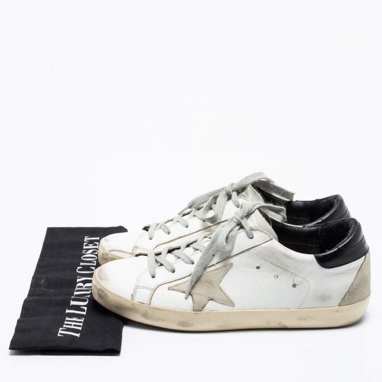 مملوكة مسبقًا Golden Goose White/Black Leather Superstar Low-Top Sneakers Size 38