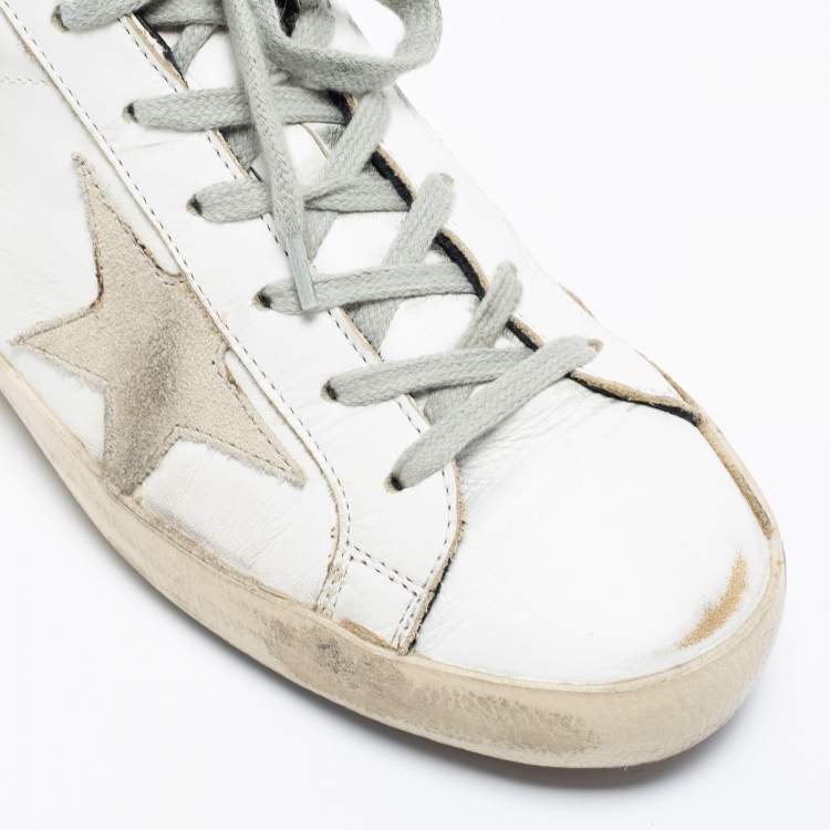 مملوكة مسبقًا Golden Goose White/Black Leather Superstar Low-Top Sneakers Size 38