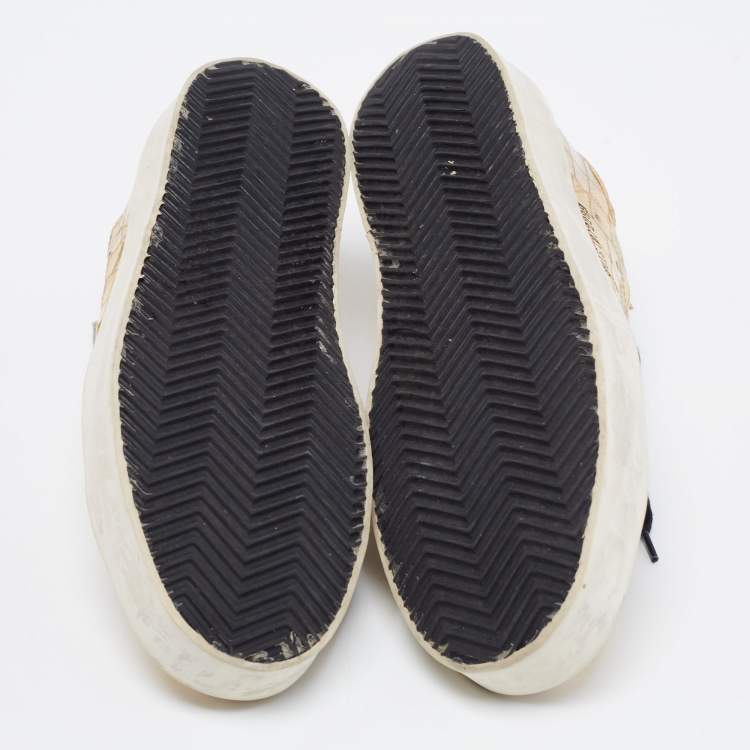 مملوكة مسبقًا Golden Goose Gold Croc Embossed Leather Superstar Low-Top Sneakers Size 38
