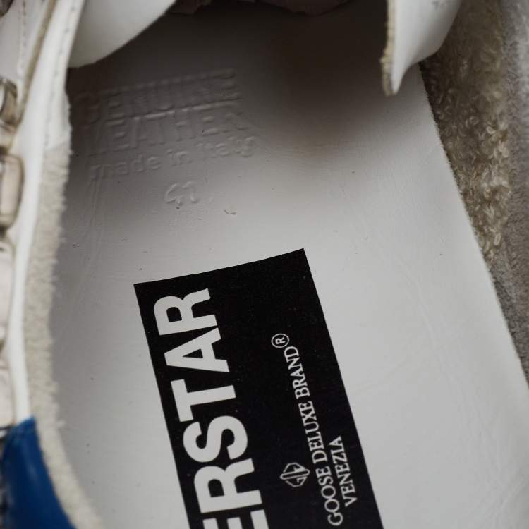 Pre Owned Golden Goose White Leather Crystal Embellished Superstar Low-Top Sneakers Size 41