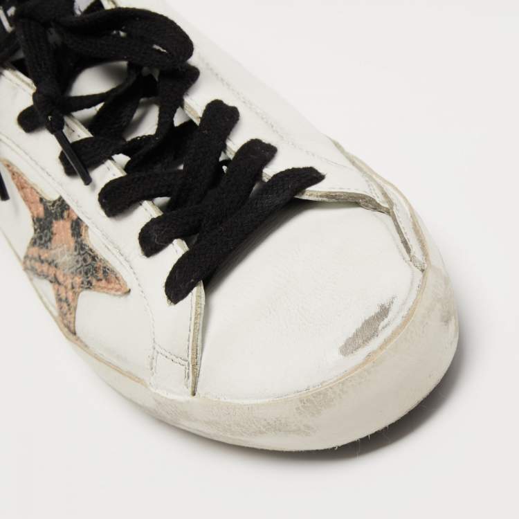 Pre Owned Golden Goose White Leather Super Star Sneakers Size 36